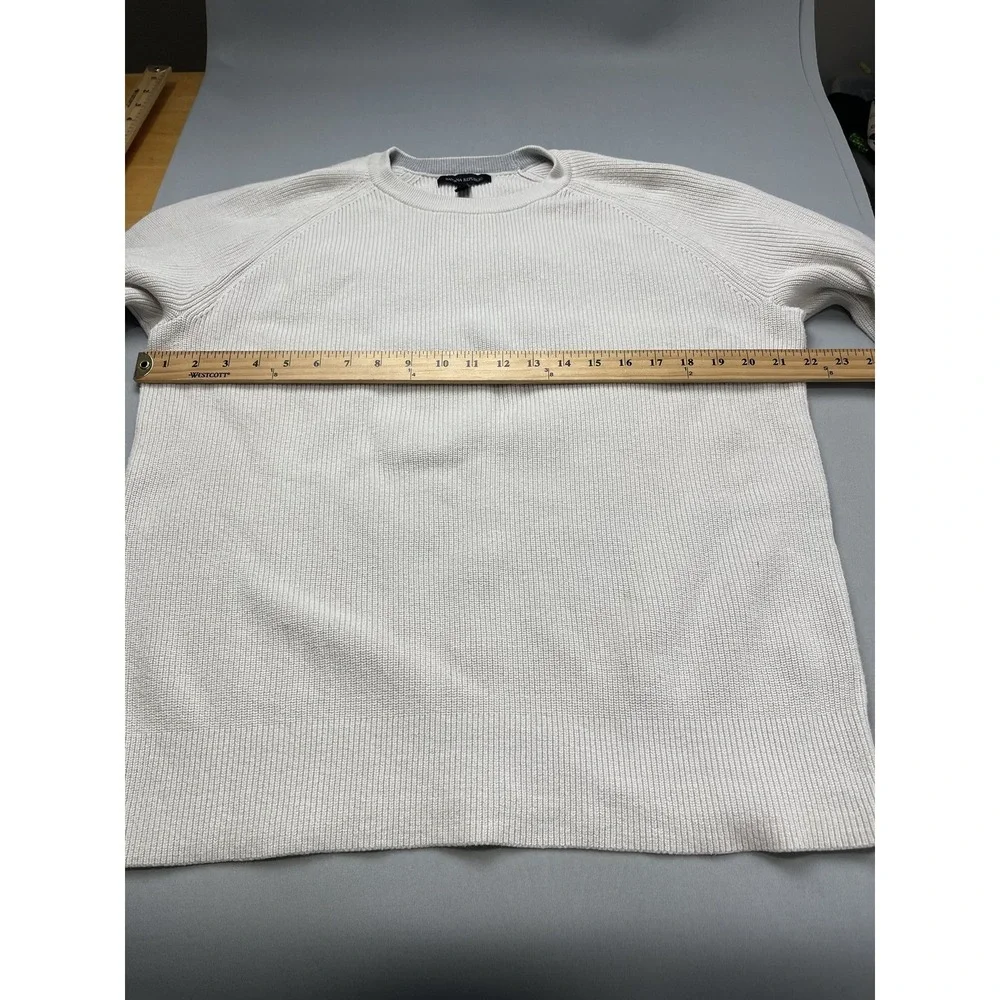 Banana Republic Men Sweater Large Ivory Ribbed Crew Neck Skater Grunge Fisherman